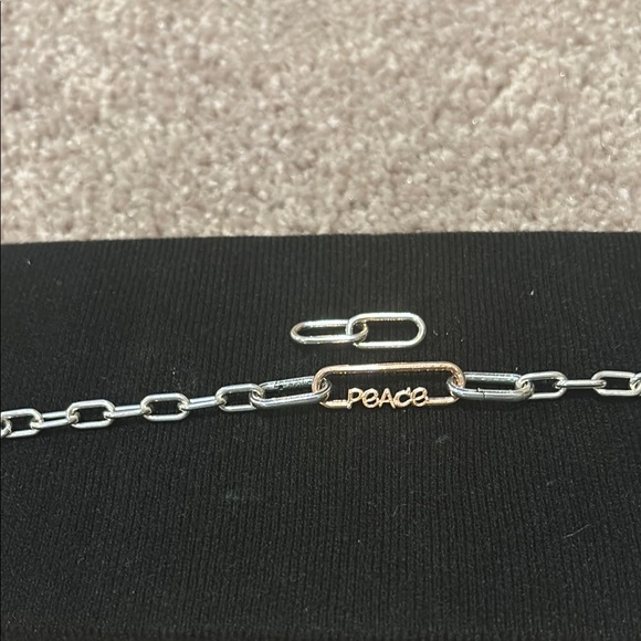 Pandora Jewelry - Pandora Silver and Gold Chain Bracelet with Personalized Charm